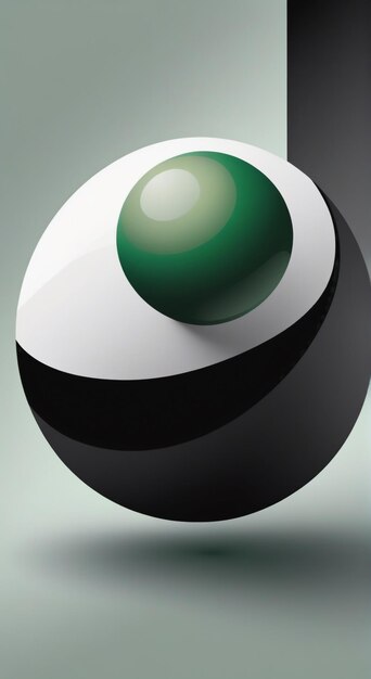 Photo a black and white ball with a green and white circle on it