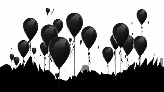 Черно-белые воздушные шары силуэт