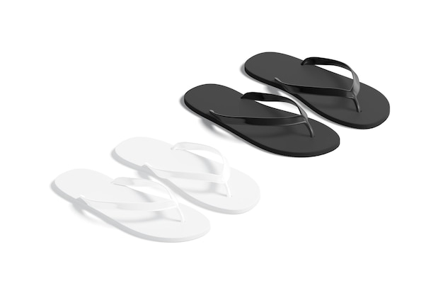 black and white beach slippers mockup flipflops sandals pair for summertime mock up rubber shoes