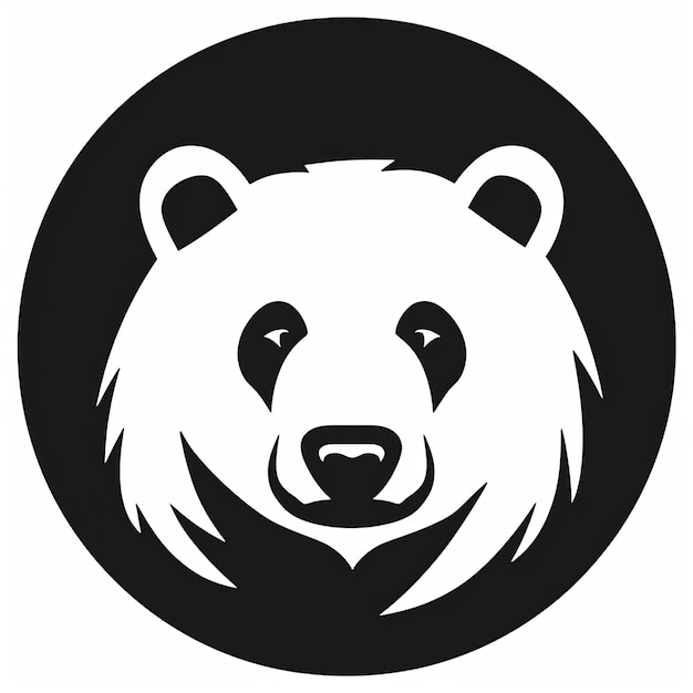 Foto iconica a testa di orso bianco e nero ispirata dal design grafico