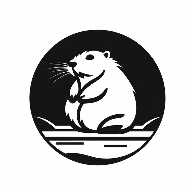 Black And White Beaver Icon On White Background