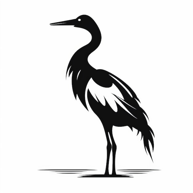 Black and white black crane symbol silhouette unique character design