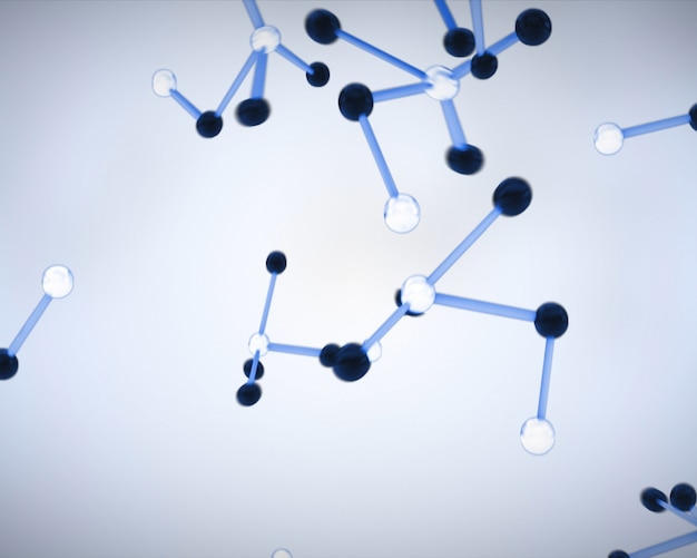 Cellule molecolari nere, bianche e blu