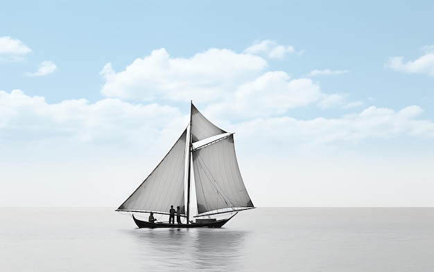 Photo black and white boat on water