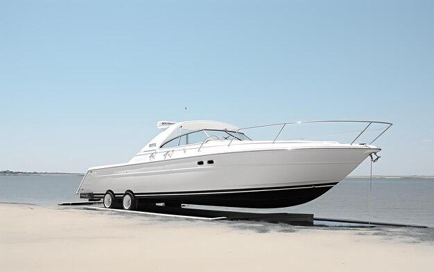 Photo black and white boat on water