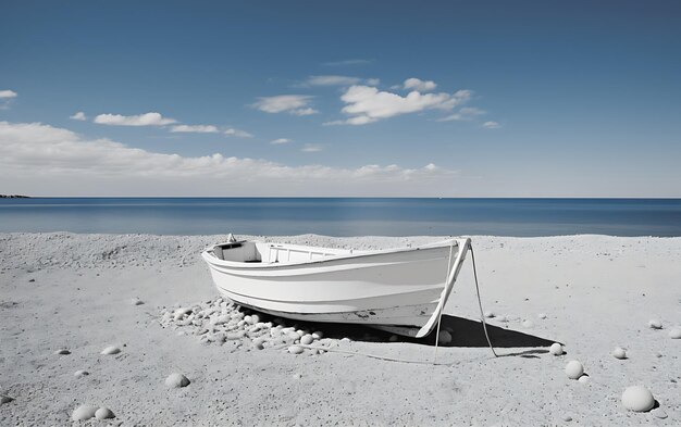 Photo black and white boat on water