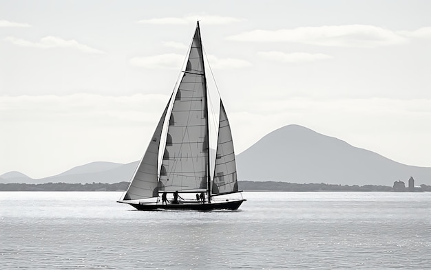 Photo black and white boat on water