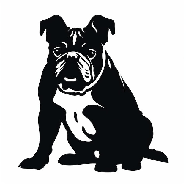 Foto illustrazione artistica in bianco e nero di bulldog cut out