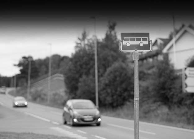 Black and white bus stop sign background  hd