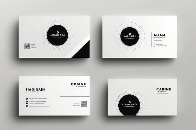 Photo black and white business card layout with circular element