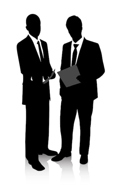 Black and white business deal Vector shot of two businessmen discussing a document