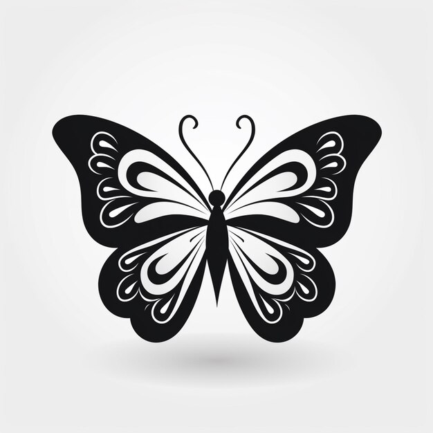 Foto un'icona di farfalla bianca e nera con ali vorticose