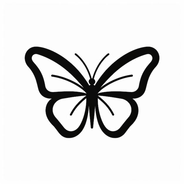 黒と白の蝶のサインアイコン 魅力的な対称的なデザイン