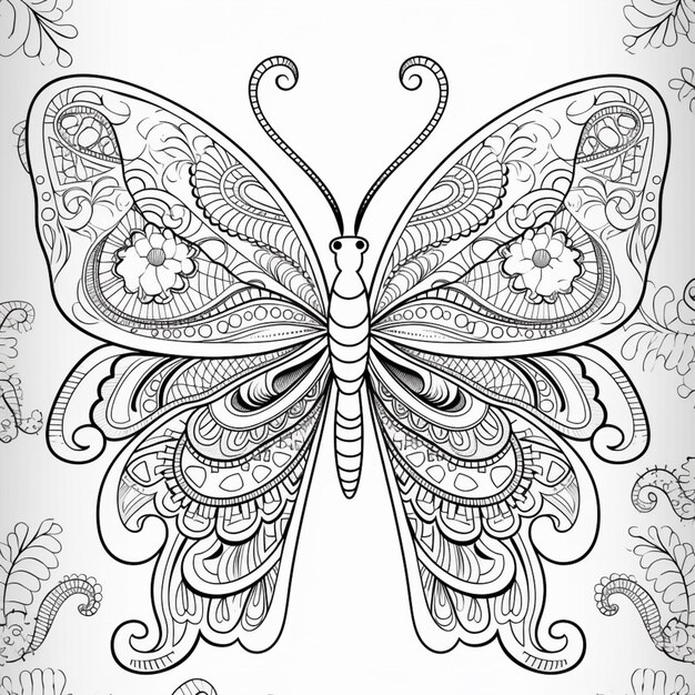Foto una farfalla bianca e nera con modelli intricati su uno sfondo bianco generativo ai