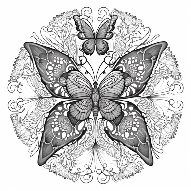 Photo a black and white butterfly with ornate patterns on it generative ai