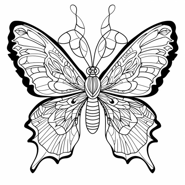 a black and white butterfly with a swirly wing generative ai