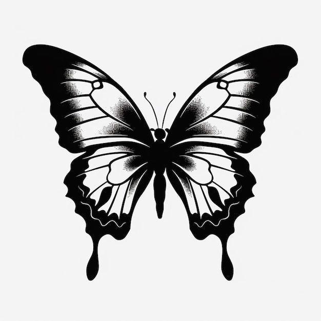 A black and white butterfly with a white background generative ai