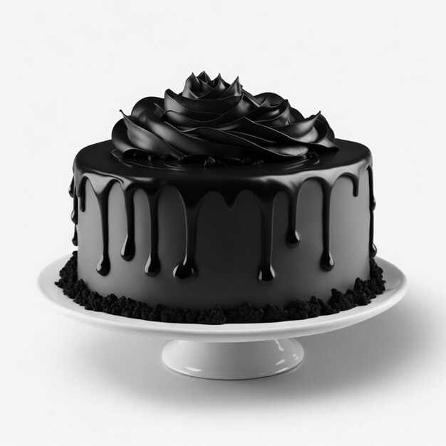 black and white cake with chocolate drizzle AI Generated