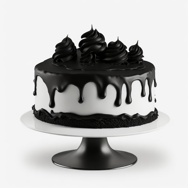 black and white cake with chocolate drizzle AI Generated