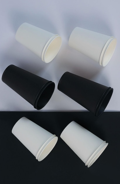 black and white cardboard glasses, top view