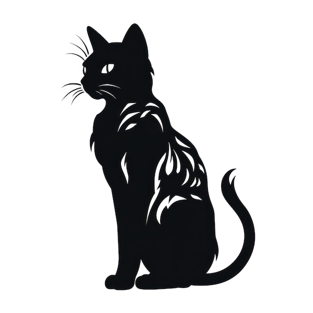 Черно-белый кот на полном фоне, созданный AI