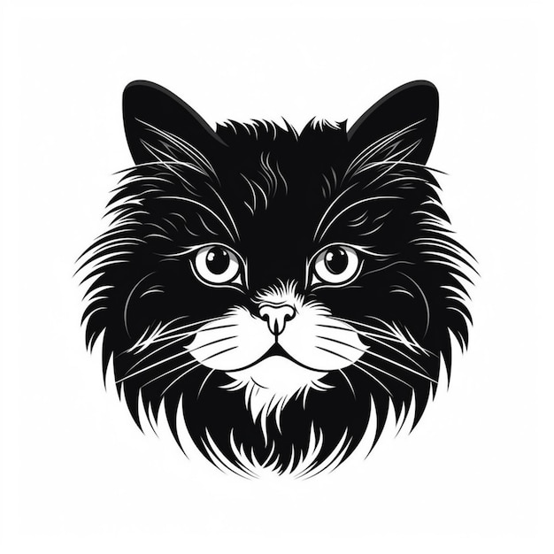 a black and white cat with big eyes and a long whisk generative ai