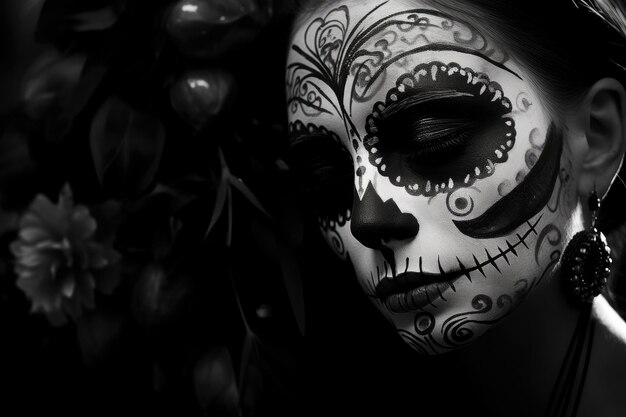 Black and white Catrina