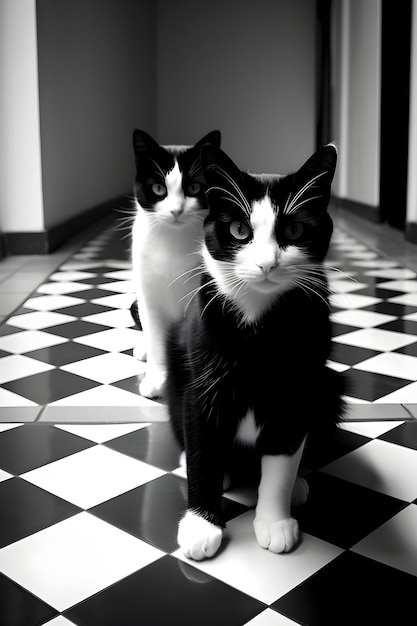 Black And White Cats On The Floor