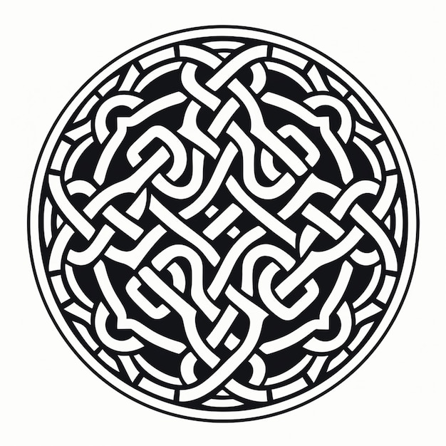 a black and white celtic design with a circular knot generative ai