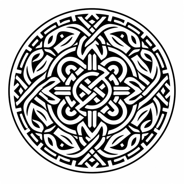 a black and white celtic design with a circular knot generative ai