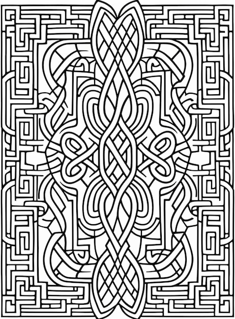 a black and white celtic design with a knot in the middle generative ai