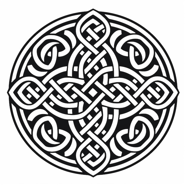 черно-белый кельтский рисунок с узлом в середине генеративного аи