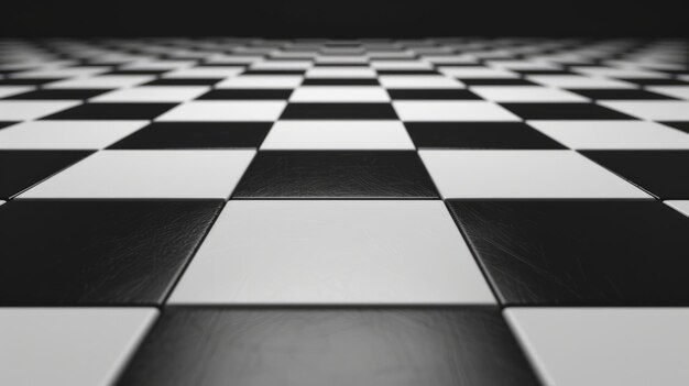 Black and white checkered floor perspective view