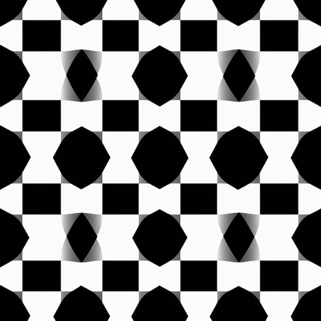 Черно-белый клетчатый узор с черно-белым фоном, генерирующий искусственный интеллект