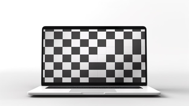 Black and White Checkered Tunnel through Computer Monitor