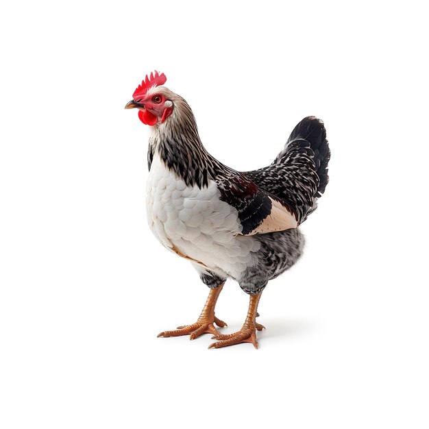 Black and White Chicken With Red Comb Generative AI