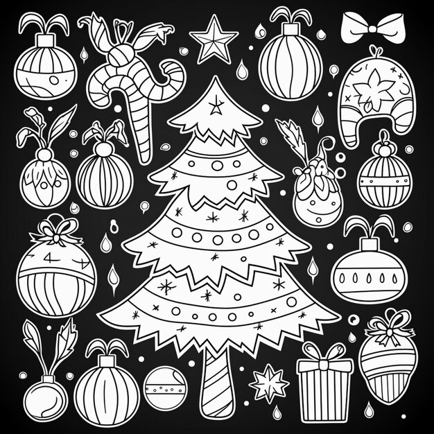 Photo a black and white christmas card with a tree generative ai