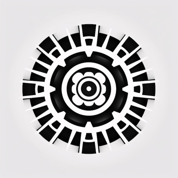 a black and white circular design