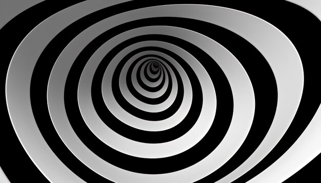 black and white circular space with an effect of a spiral in the style of pop art imagery