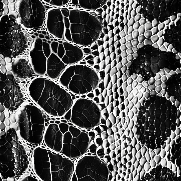 Photo a black and white close up of a black and white spotted material