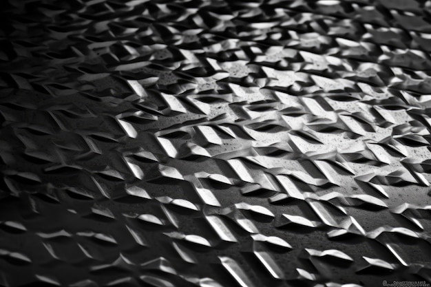 Black and white closeup photo of a textured metal surface Generative AI