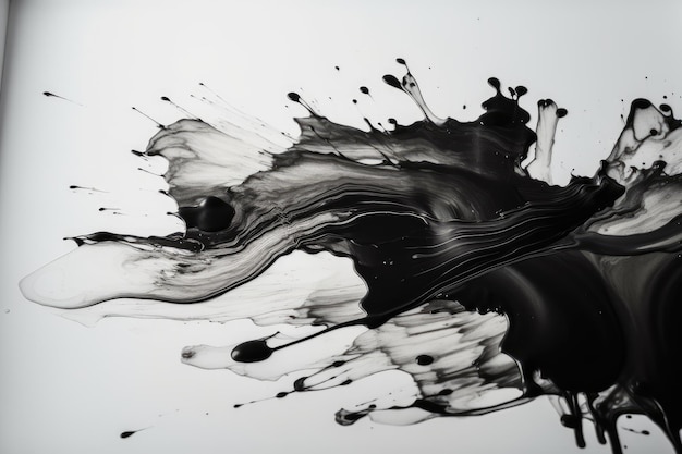 Black and White Closeup of Spilled Ink on Paper