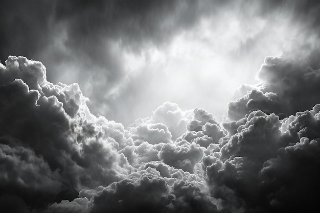 Black and white clouds in the sky monochrome background