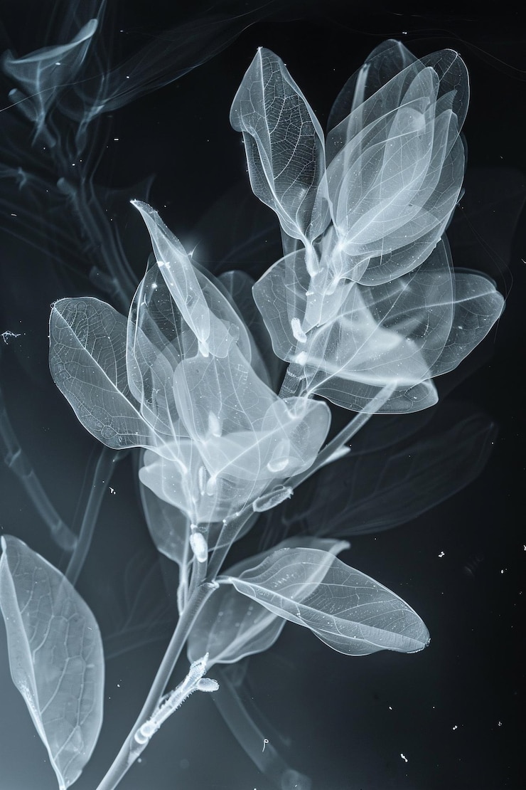 Photo black and white color matching xray of flowers