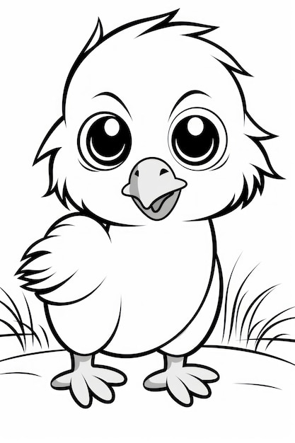 black and white coloring book for kids cute baby chicken