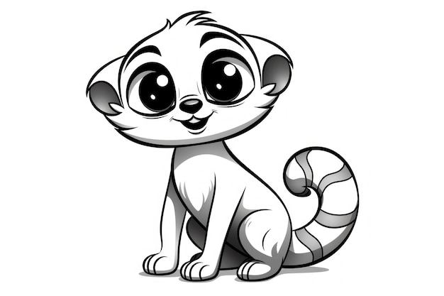 black and white coloring book for kids cute baby meerkat