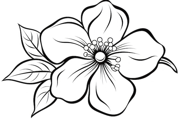 Photo black and white coloring book for kids cute flower