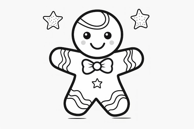 black and white coloring book for kids cute gingerbread man