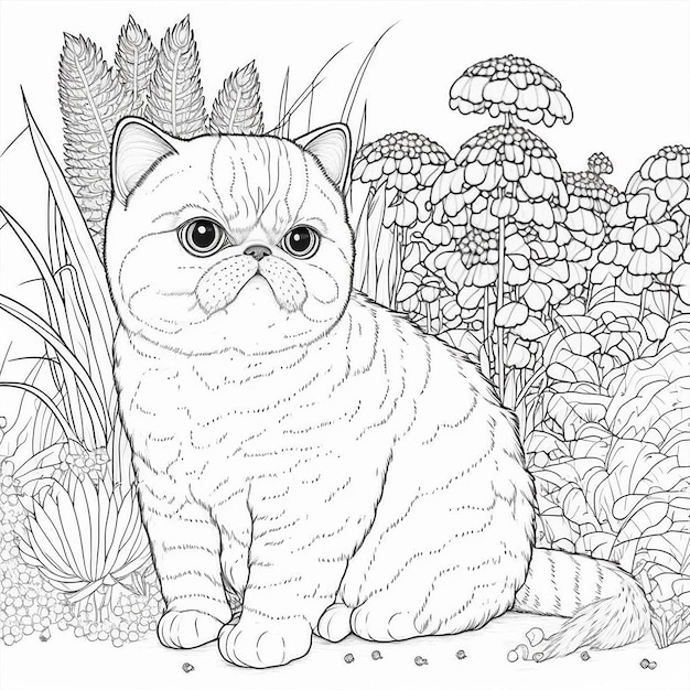 Black and white coloring page for kids line Generative AI