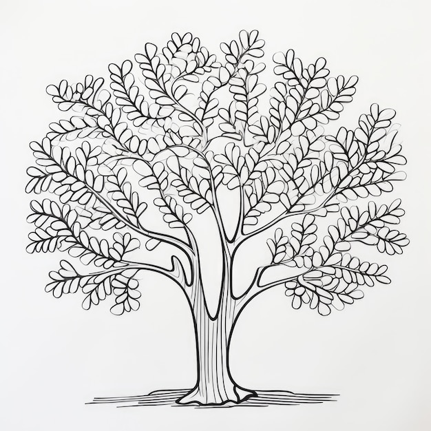 Photo black and white coloring picture of a acacia